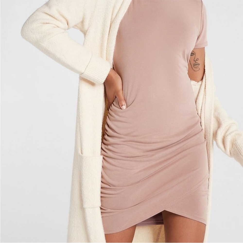 Express Blush Pink Ruched Mini Dress